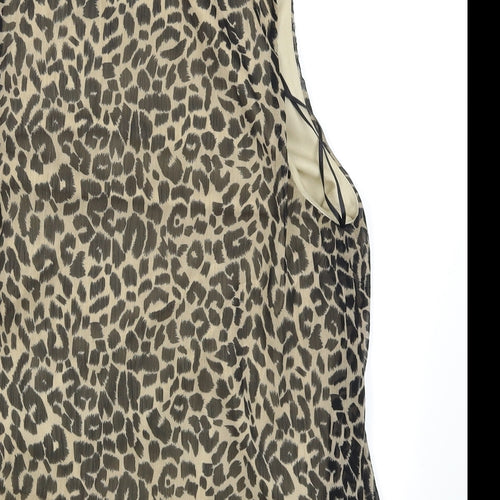 Drama Queen Womens Brown Animal Print  Basic Blouse Size 16