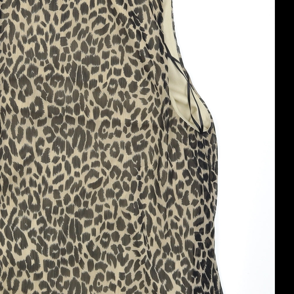 Drama Queen Womens Brown Animal Print  Basic Blouse Size 16