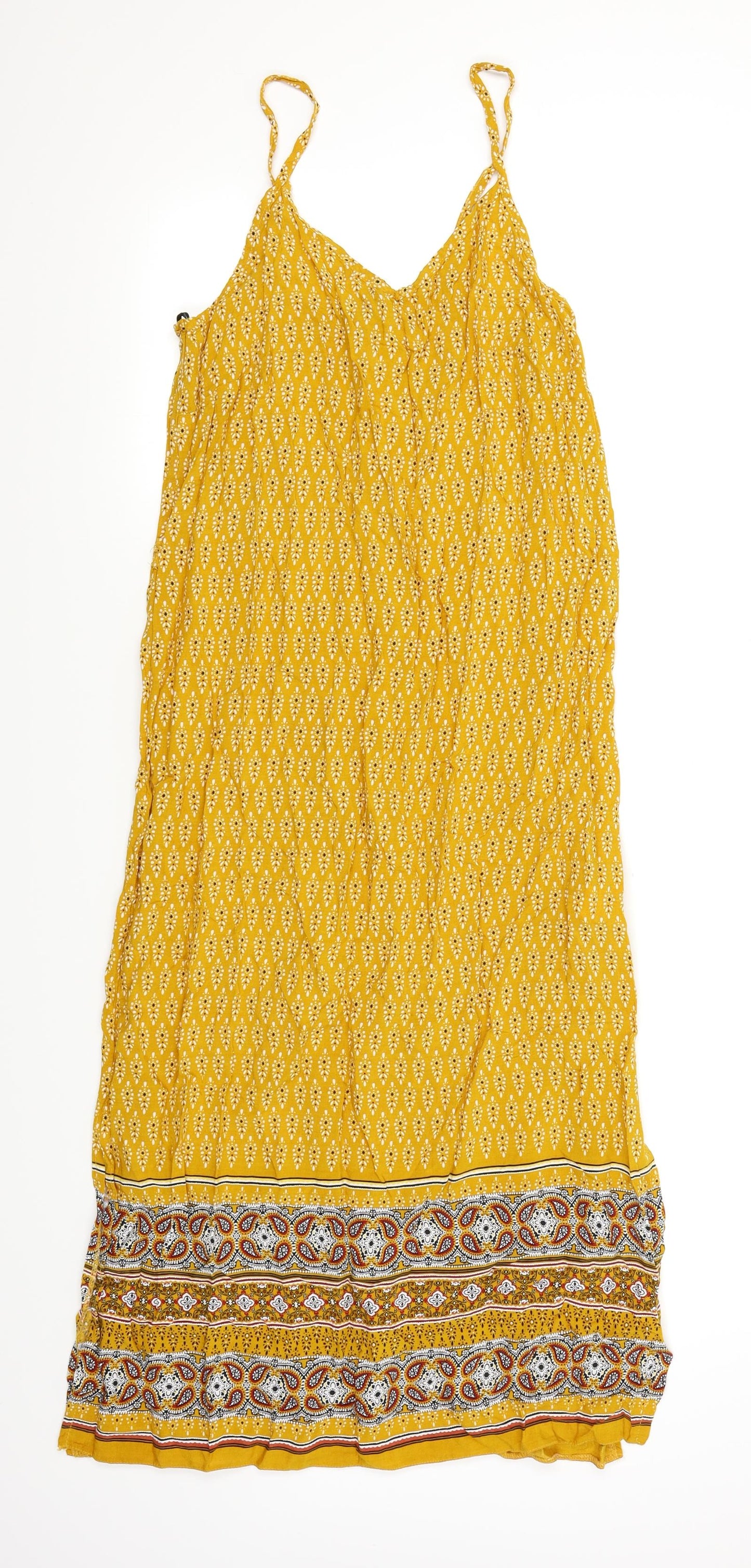 Primark Womens Yellow Batik  Slip Dress  Size 12