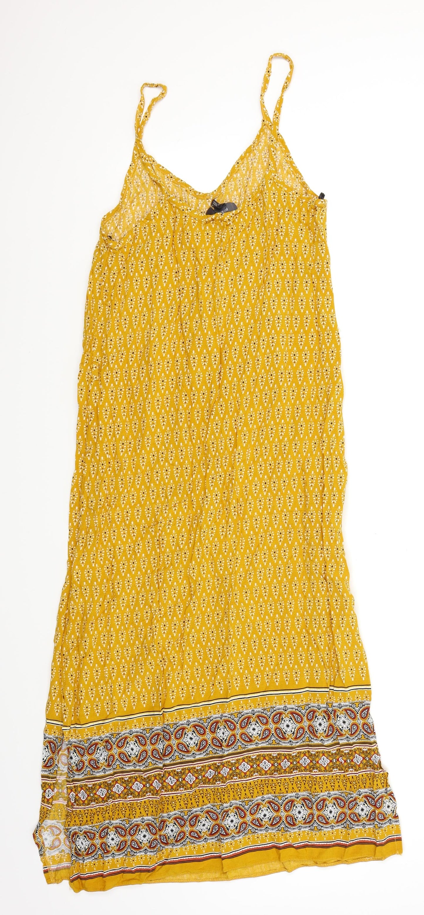 Primark Womens Yellow Batik  Slip Dress  Size 12