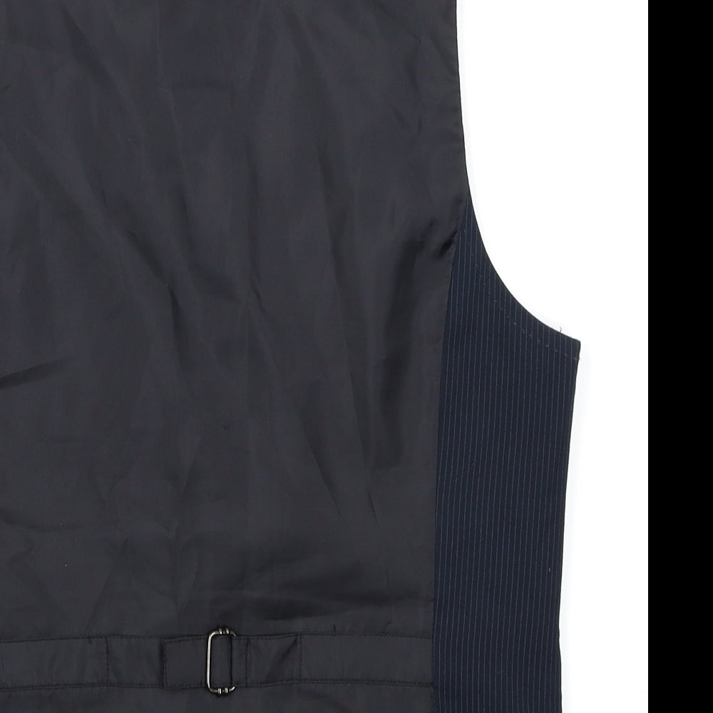 H&M Mens Blue Striped  Jacket Suit Waistcoat Size M