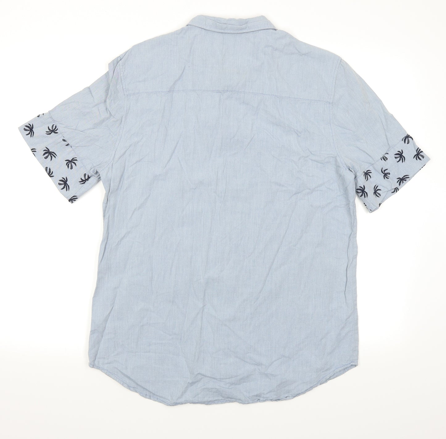 Divided Mens Blue    Button-Up Size M  - Palm Tree