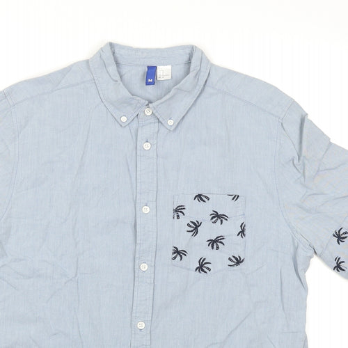 Divided Mens Blue    Button-Up Size M  - Palm Tree