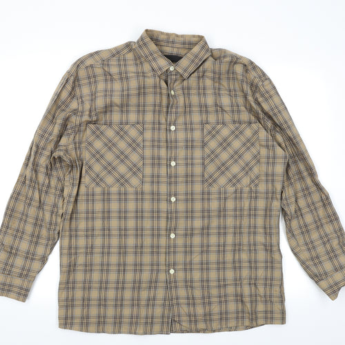 Mennace Mens Brown Plaid   Button-Up Size S