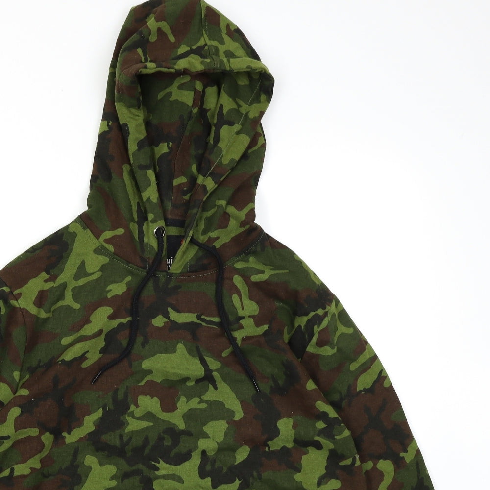 Mr Guided Mens Green Camouflage  Pullover Hoodie Size M