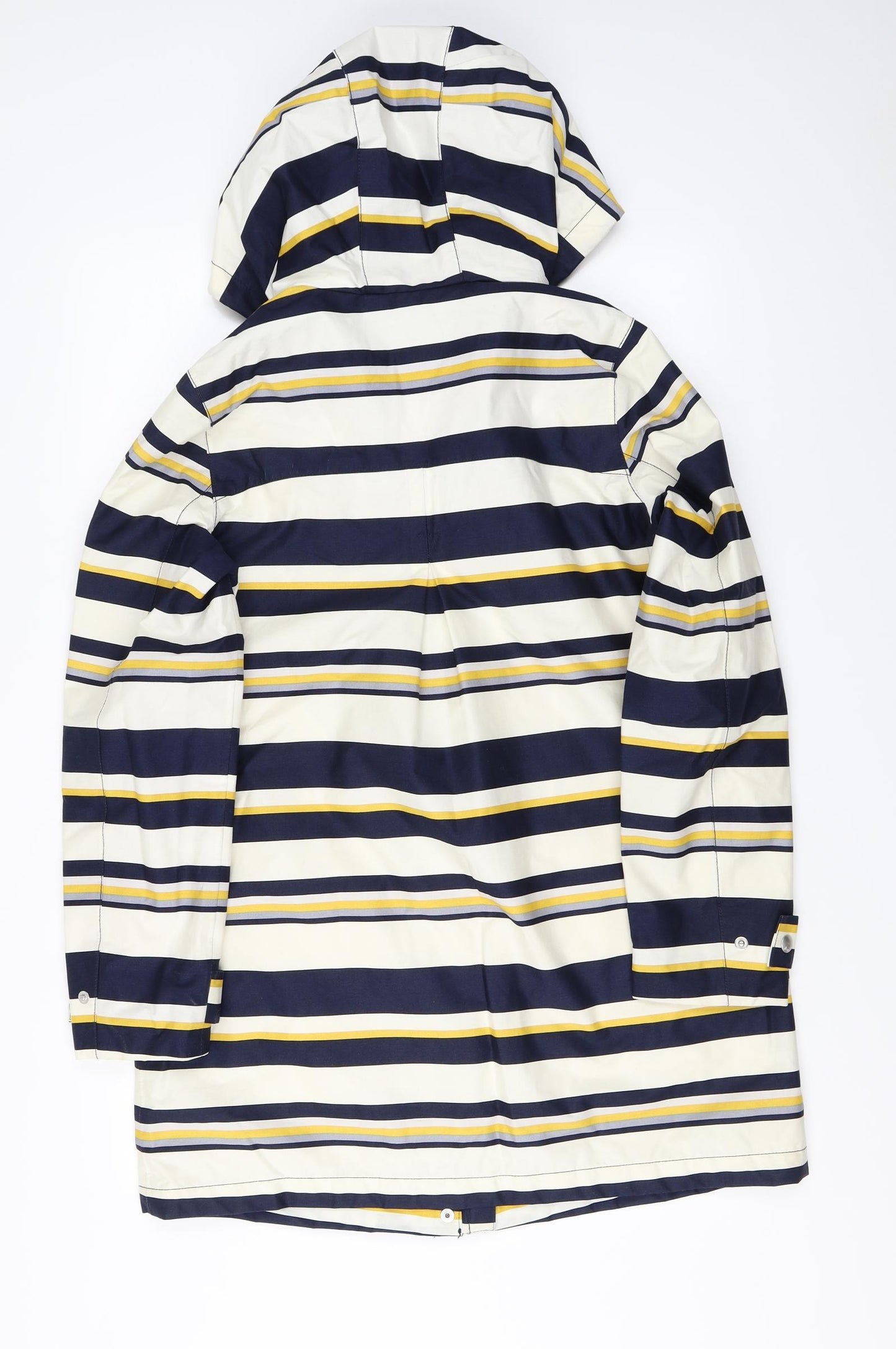 joules right as rain Womens White Striped  Rain Coat Coat Size 10
