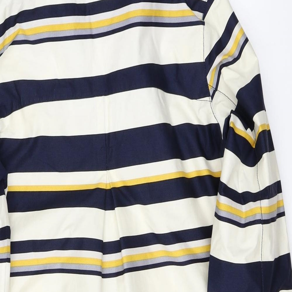 joules right as rain Womens White Striped  Rain Coat Coat Size 10