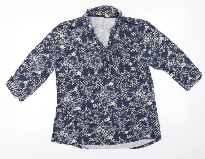M&Co Womens Blue Floral Pullover Jumper Size 14
