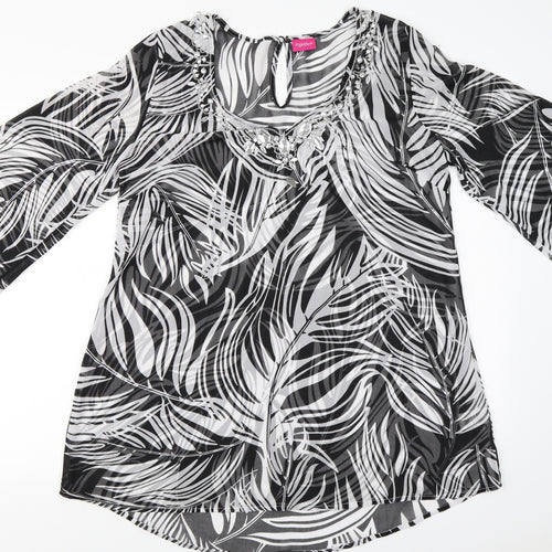Together  Womens Black Floral  Basic Blouse Size 12