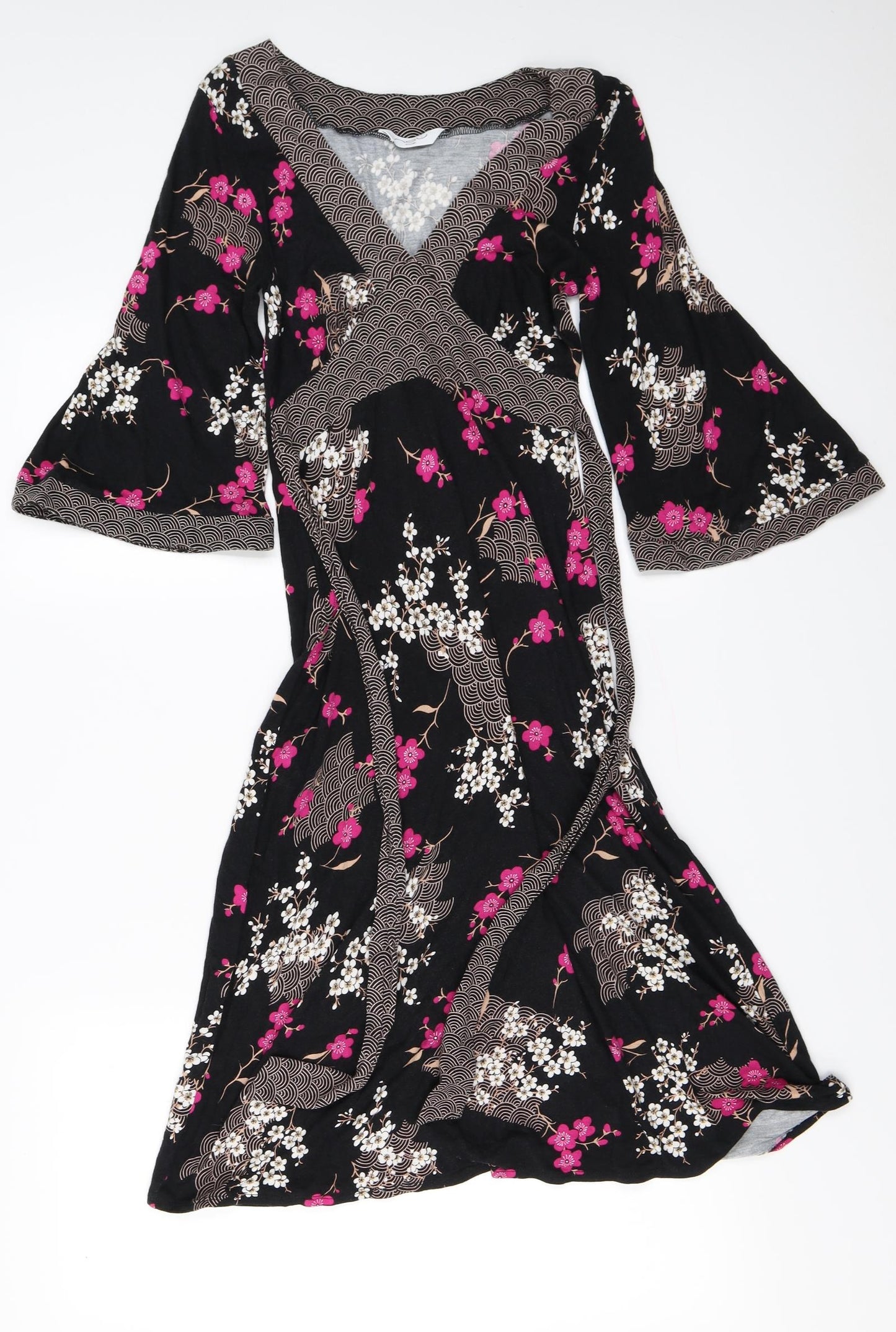 New Look  Womens Black Floral  A-Line  Size 8