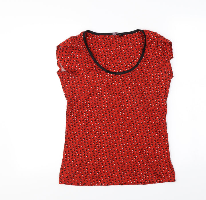 Dorothy Perkins  Womens Red Floral  Basic T-Shirt Size 12