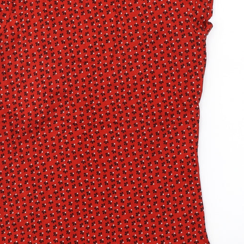 Dorothy Perkins  Womens Red Floral  Basic T-Shirt Size 12