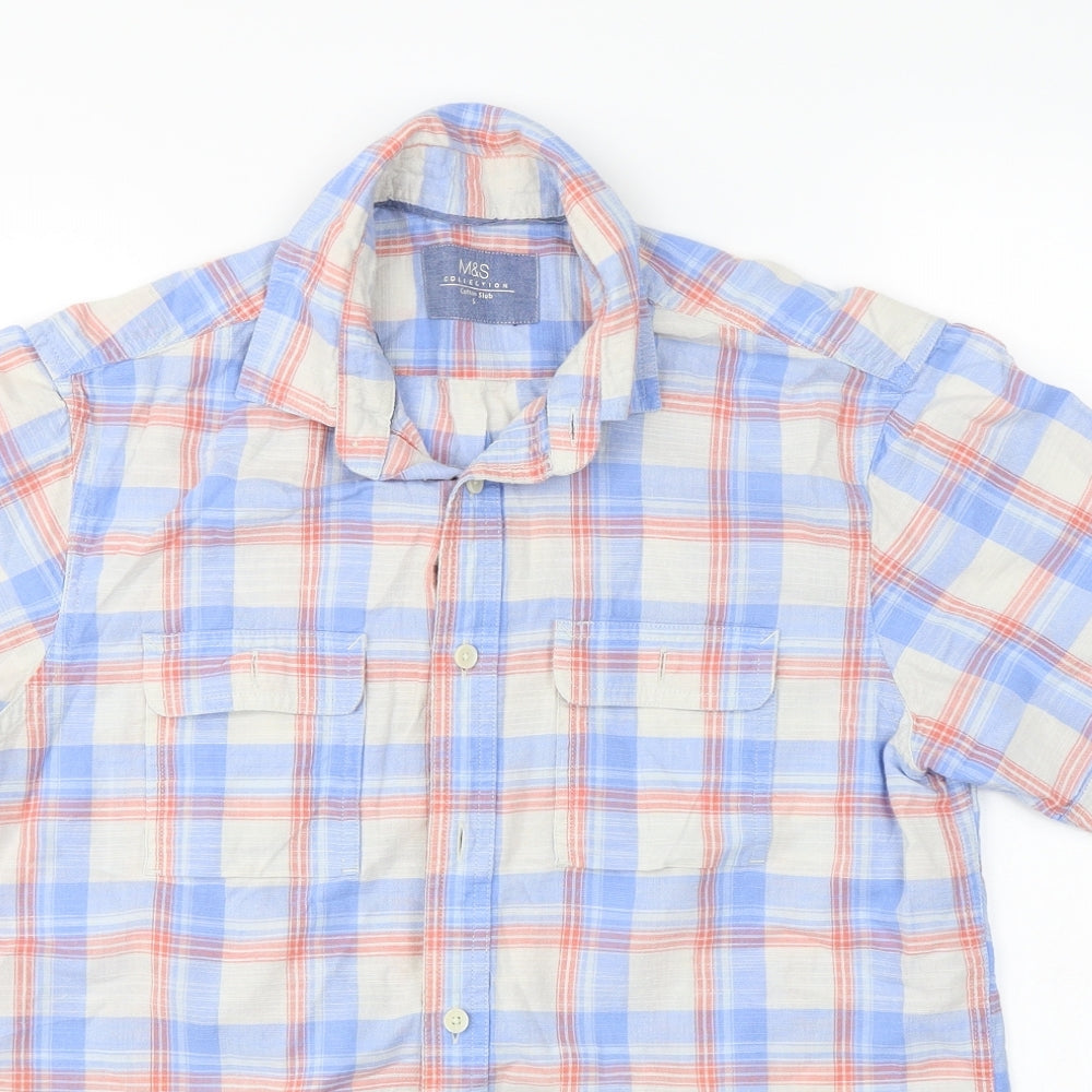 Marks and Spencer  Mens Blue Check   Button-Up Size S