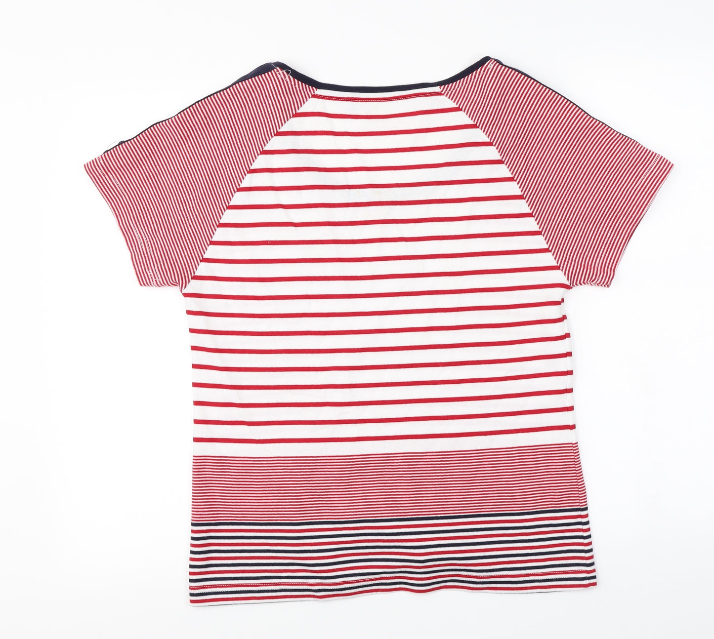 David Emmanuel   Womens White Striped  Basic T-Shirt Size 14