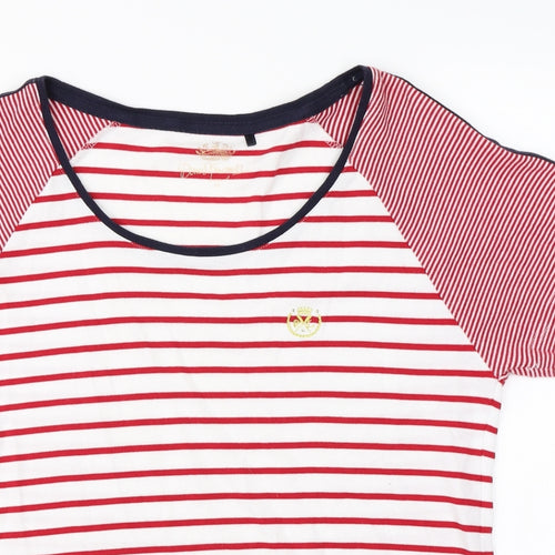 David Emmanuel   Womens White Striped  Basic T-Shirt Size 14