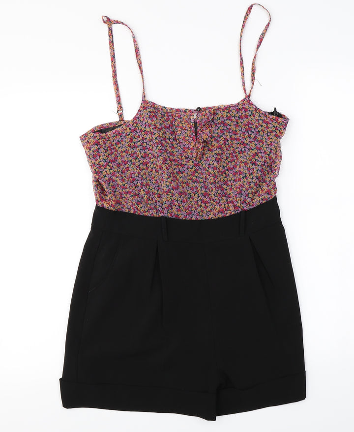 Heaven  Womens Black Floral  Jumpsuit One-Piece Size 10