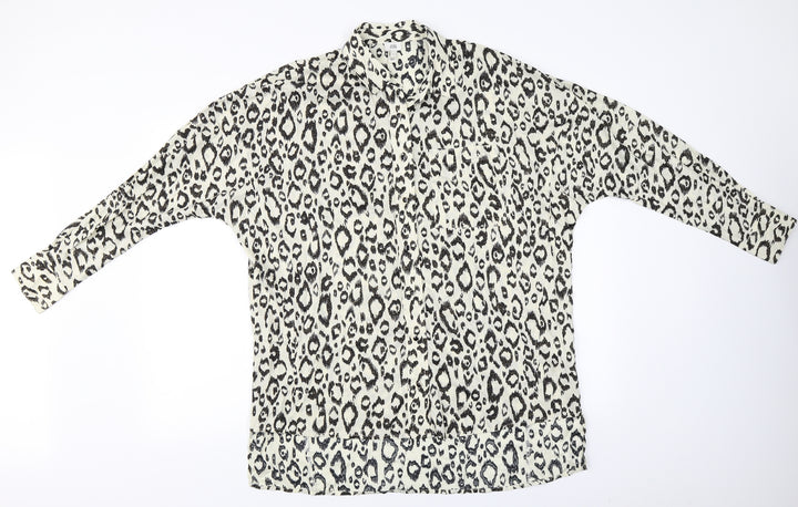 River Island Womens Beige Animal Print Basic Button-Up Size S