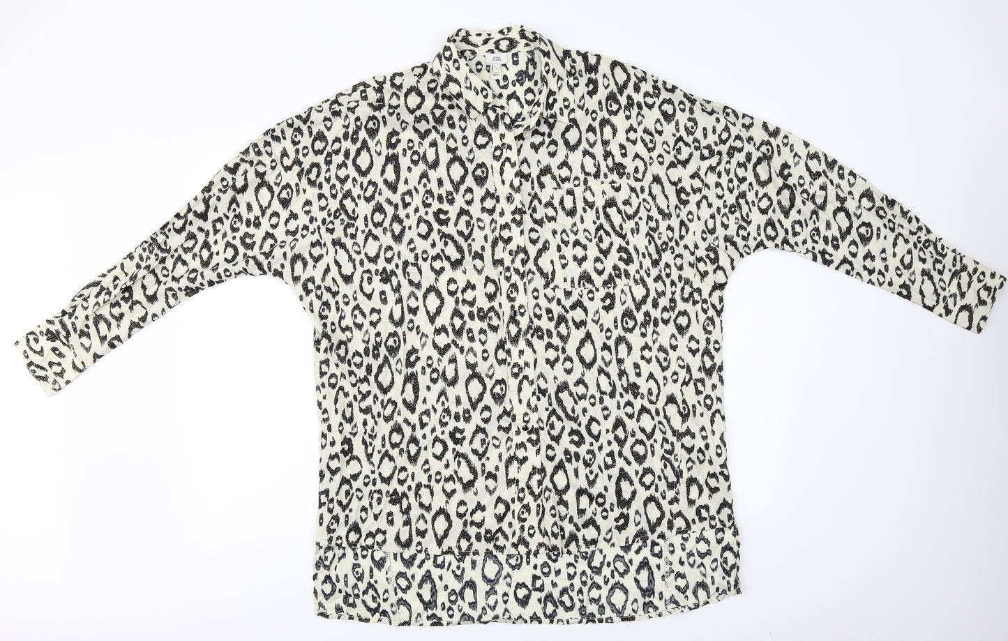 River Island  Womens Beige Animal Print  Basic Button-Up Size S
