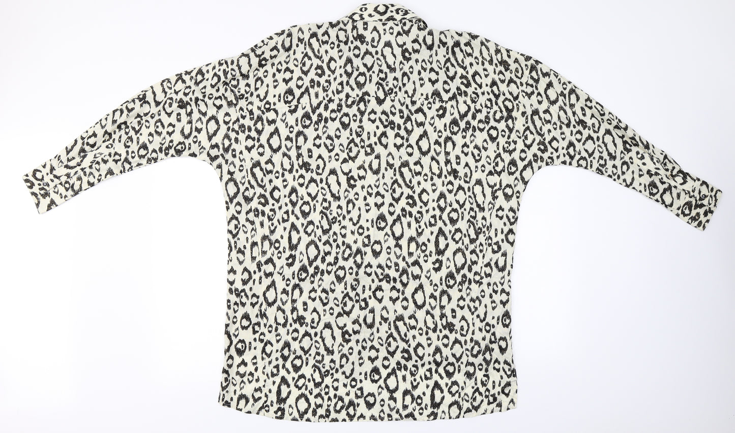River Island  Womens Beige Animal Print  Basic Button-Up Size S