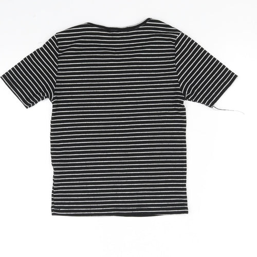 YD Girls Black Striped  Basic T-Shirt Size 9-10 Years
