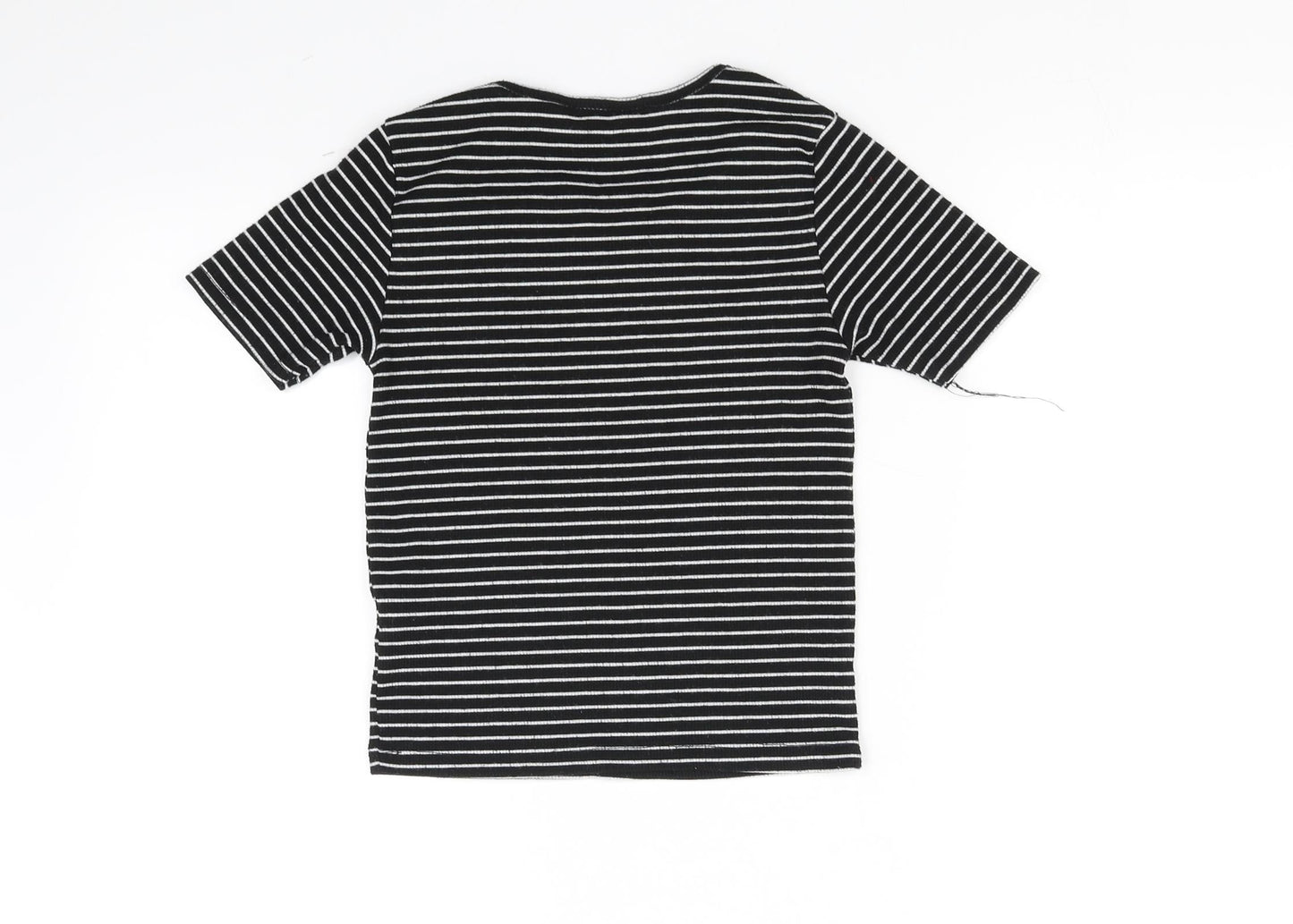 YD Girls Black Striped  Basic T-Shirt Size 9-10 Years