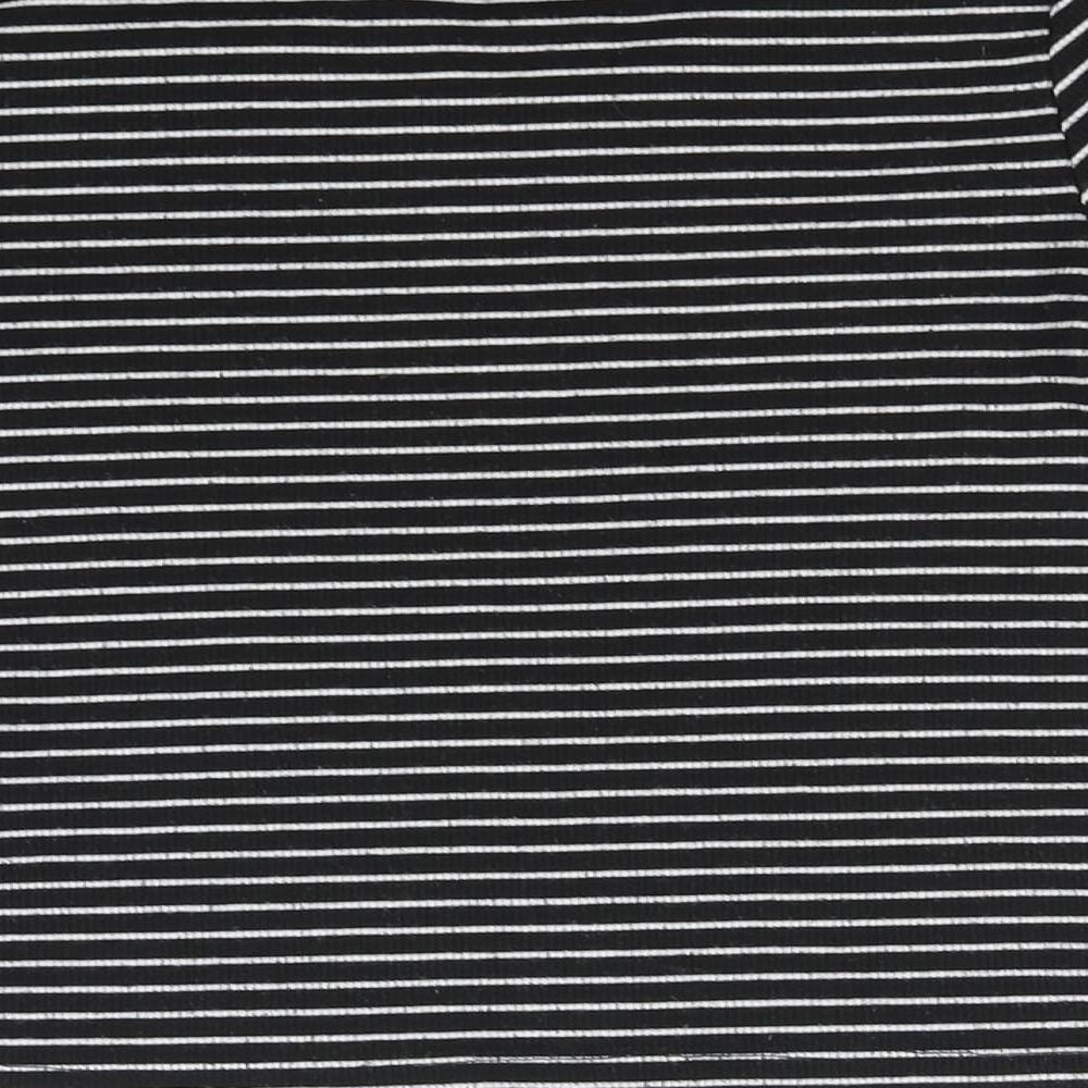 YD Girls Black Striped  Basic T-Shirt Size 9-10 Years
