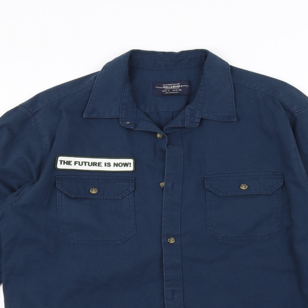 Pull&Bear Womens Blue   Basic Button-Up Size S