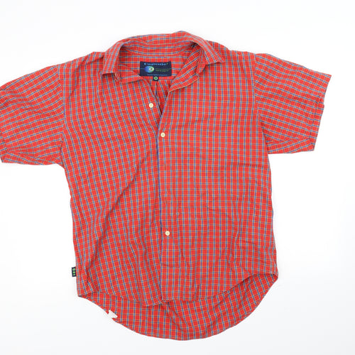 CAPSULE Womens Orange Check  Basic Button-Up Size M