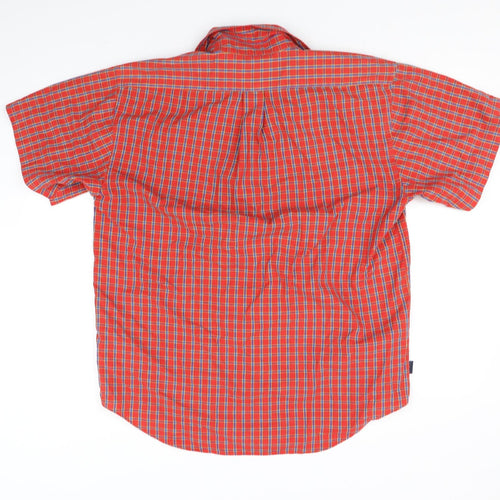 CAPSULE Womens Orange Check  Basic Button-Up Size M