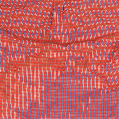 CAPSULE Womens Orange Check  Basic Button-Up Size M