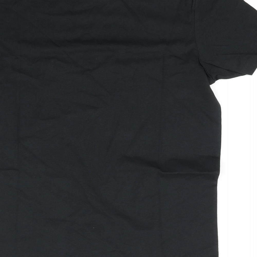 Janie and Jack Mens Black    T-Shirt Size M  - parrot