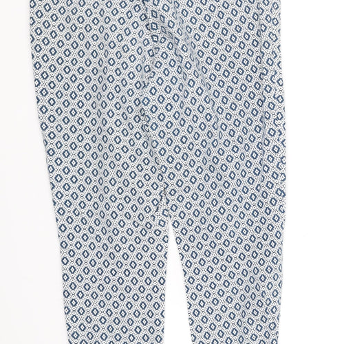 H&M Womens White Geometric  Trousers  Size 14 L27 in
