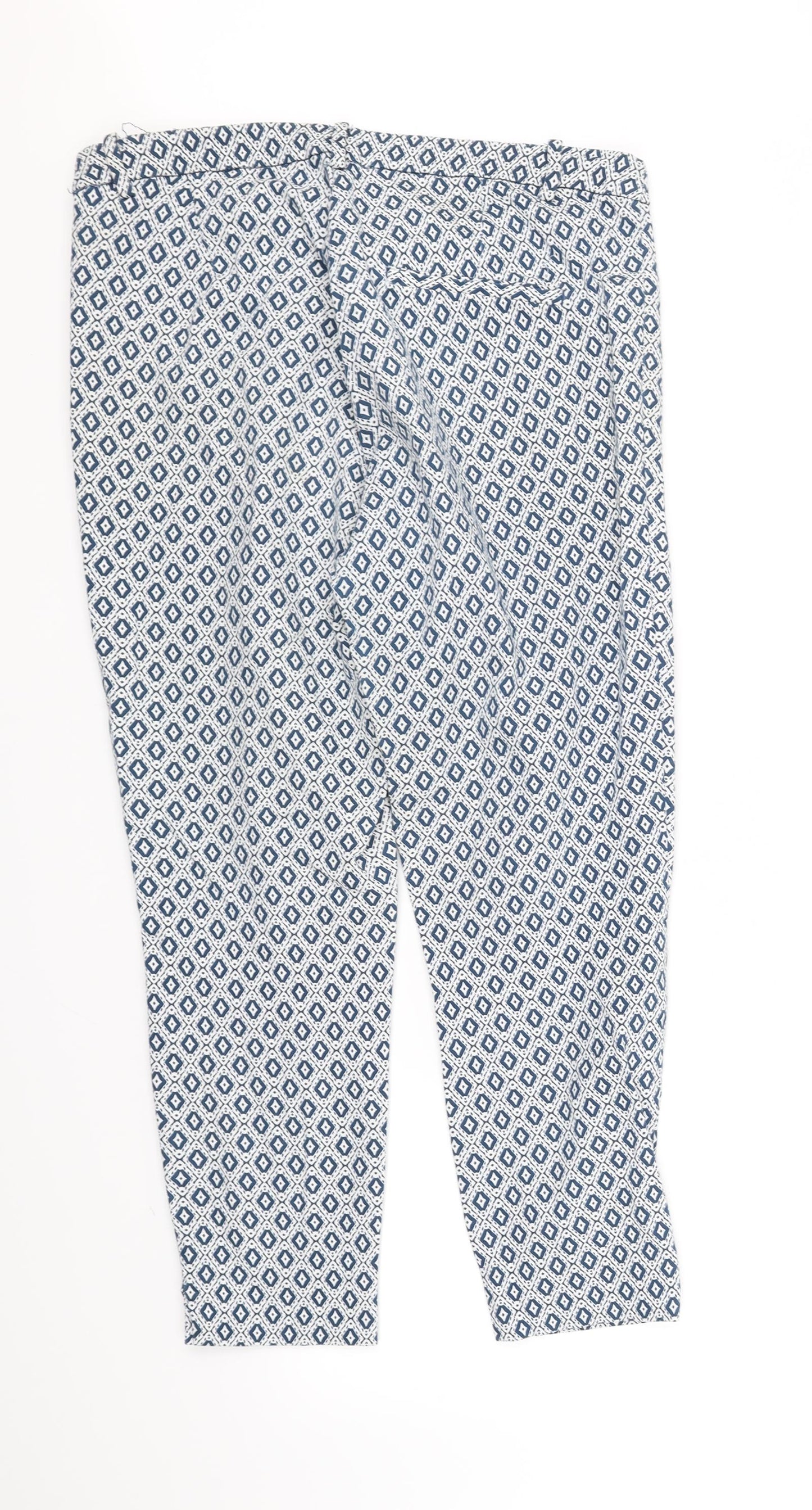 H&M Womens White Geometric  Trousers  Size 14 L27 in