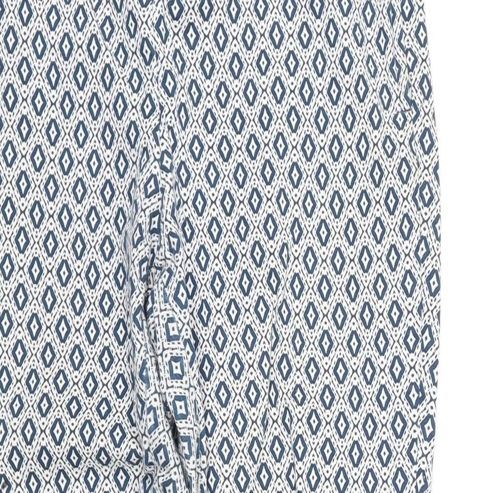 H&M Womens White Geometric  Trousers  Size 14 L27 in