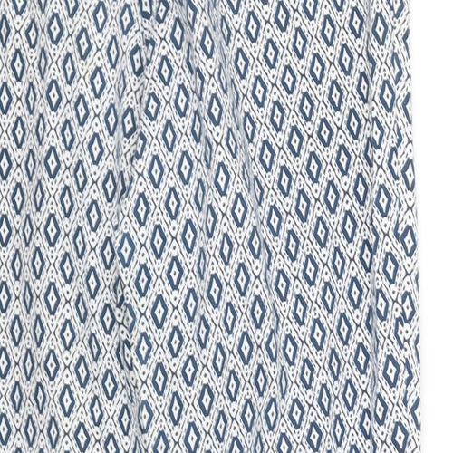 H&M Womens White Geometric  Trousers  Size 14 L27 in