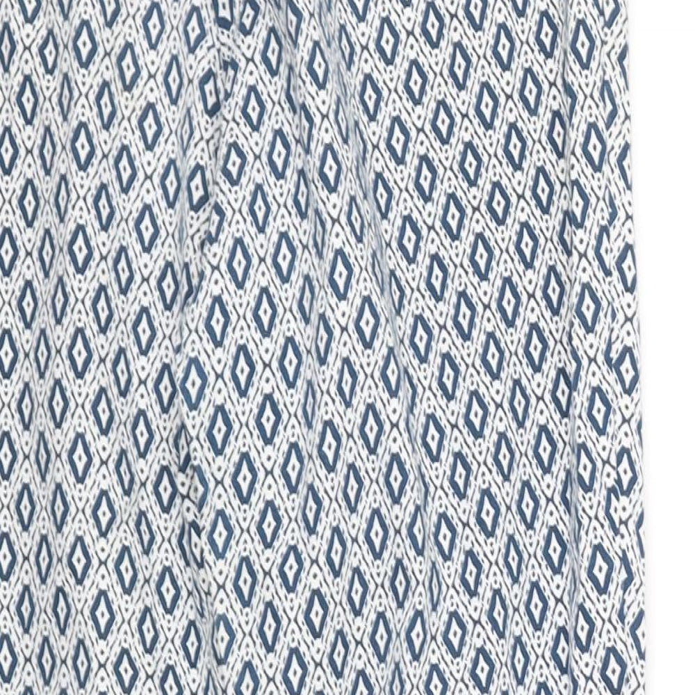 H&M Womens White Geometric  Trousers  Size 14 L27 in