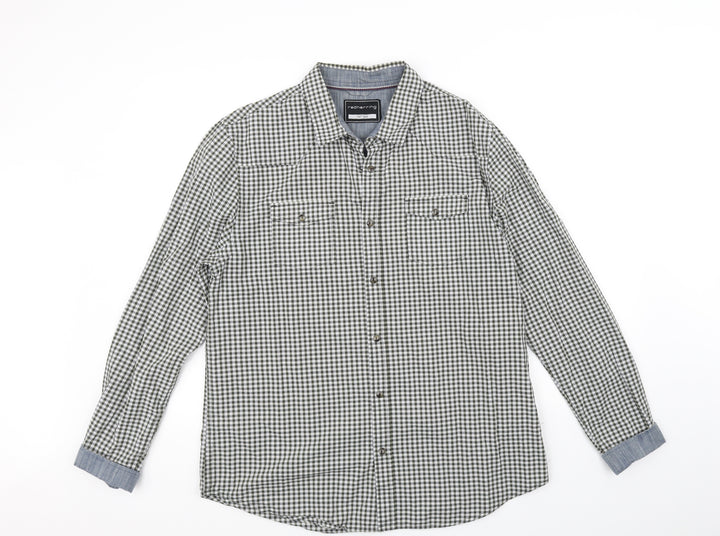 Red Herring Womens White Check  Basic Button-Up Size L