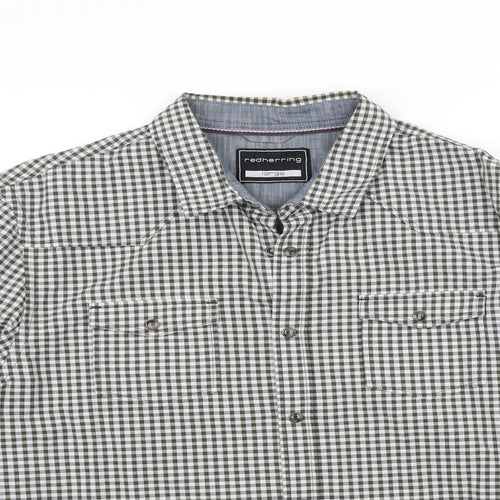 Red Herring Womens White Check  Basic Button-Up Size L