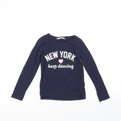 H&M Girls Blue   Basic T-Shirt Size 5-6 Years  - NEW YORK