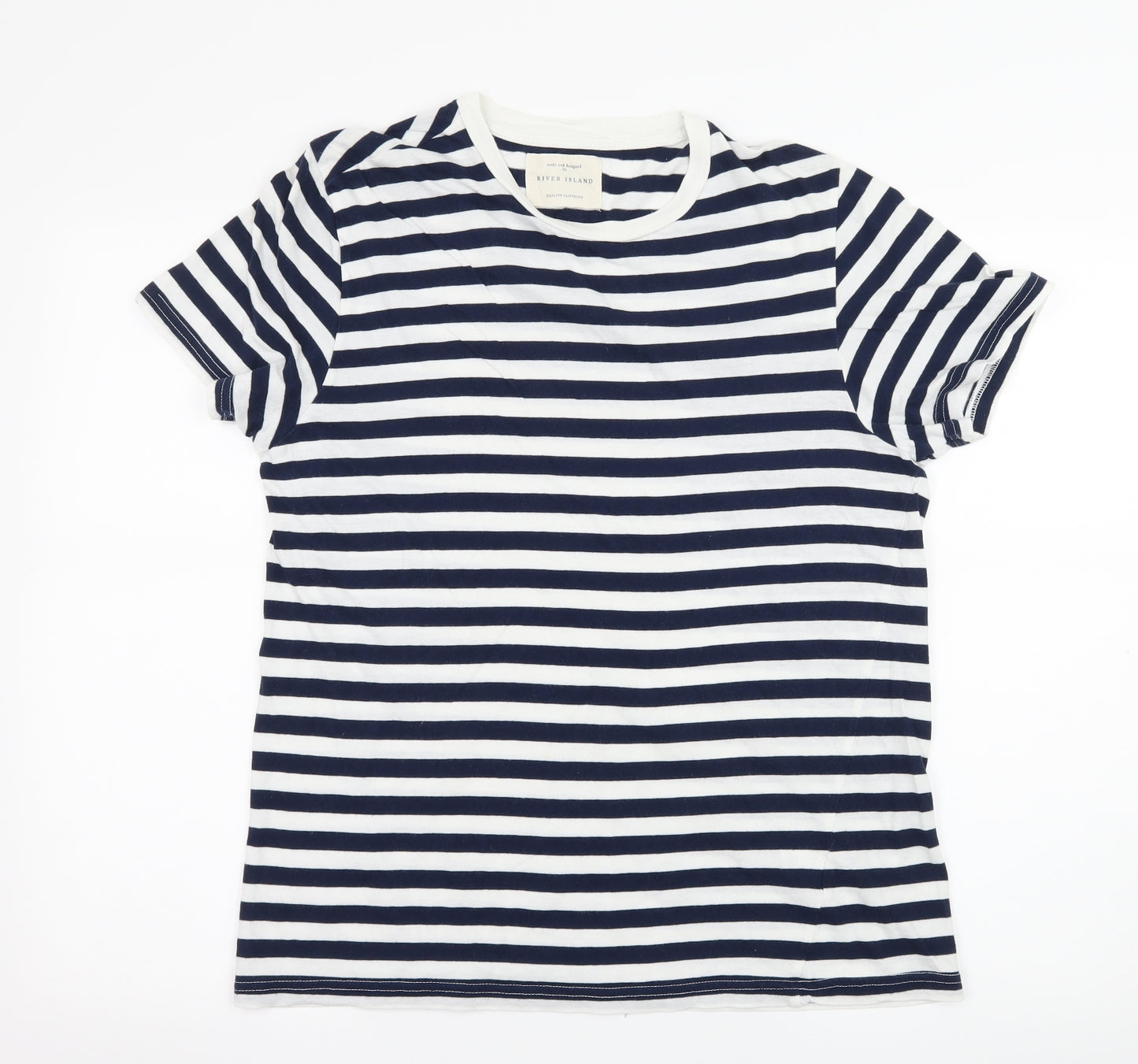 River Island Womens Blue Striped Jersey Basic T-Shirt Size M