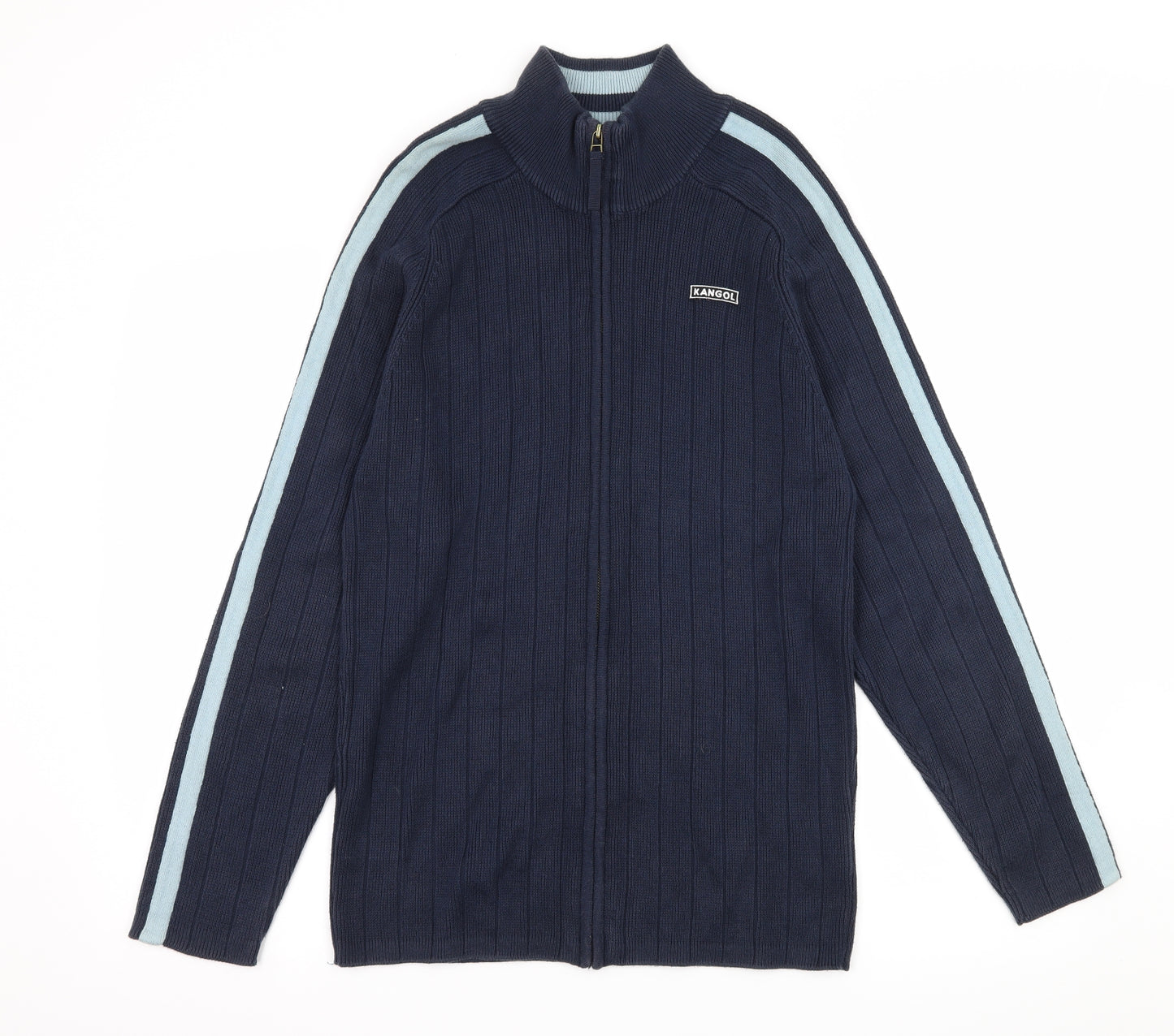 Kangol Mens Blue Striped Knit Cardigan Jumper Size M
