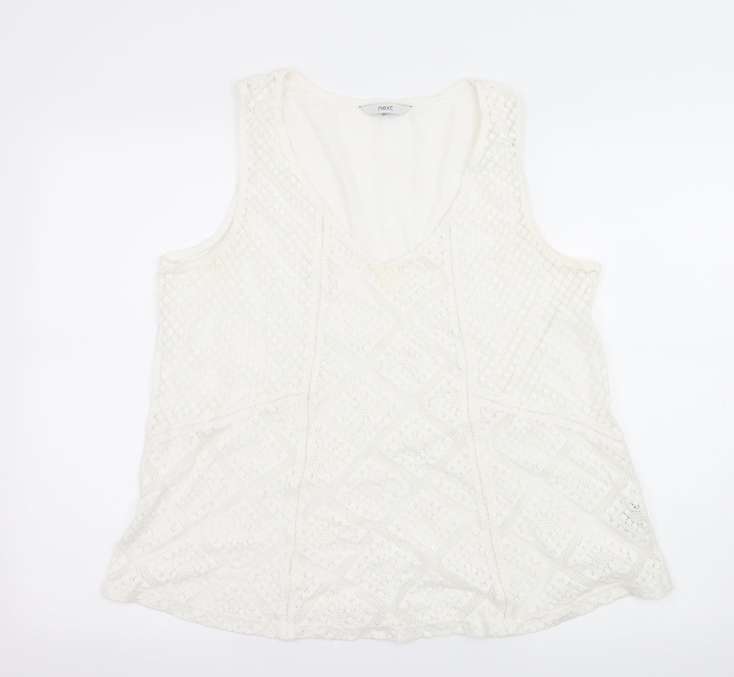 NEXT Womens White  Jersey Basic Tank Size 18  - Lace front