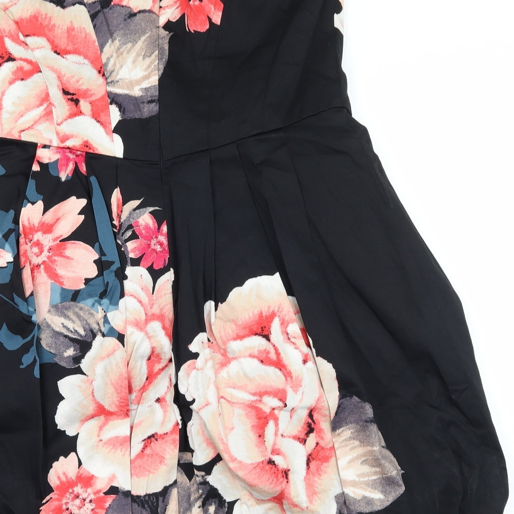 Oasis Womens Black Floral  Fit & Flare  Size 12