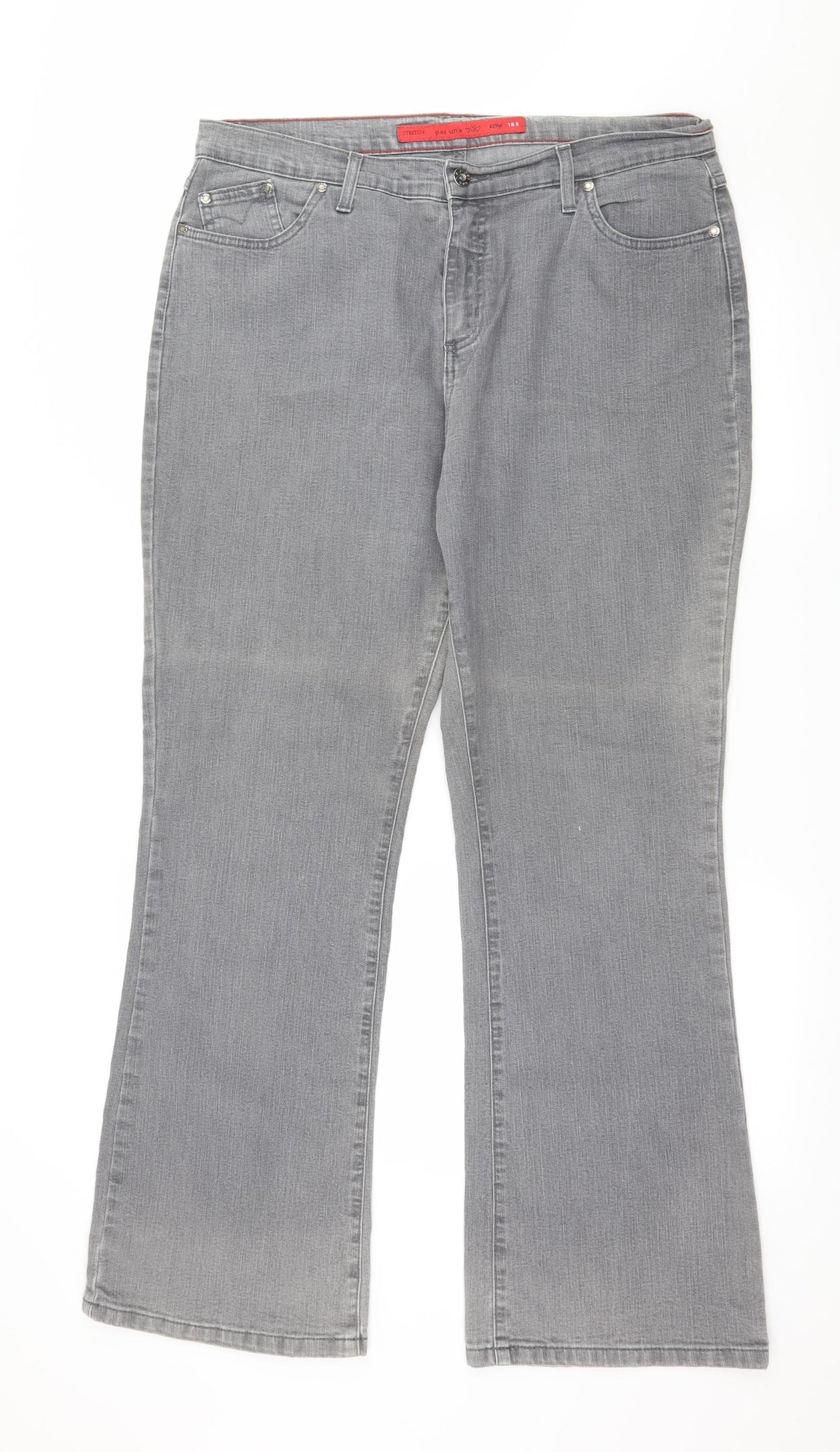Per Una Womens Grey  Denim Straight Jeans Size 18 L30 in