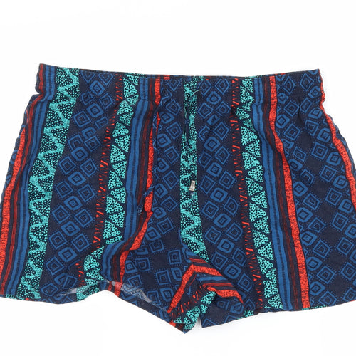 Papaya Womens Blue Geometric  Sweat Shorts Size 14