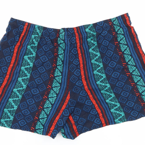 Papaya Womens Blue Geometric  Sweat Shorts Size 14