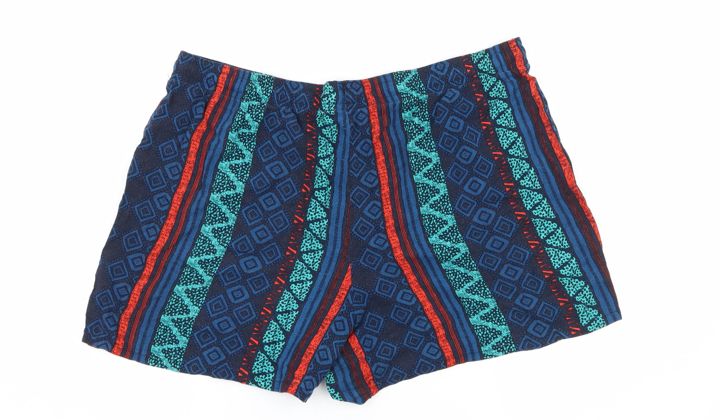 Papaya Womens Blue Geometric  Sweat Shorts Size 14