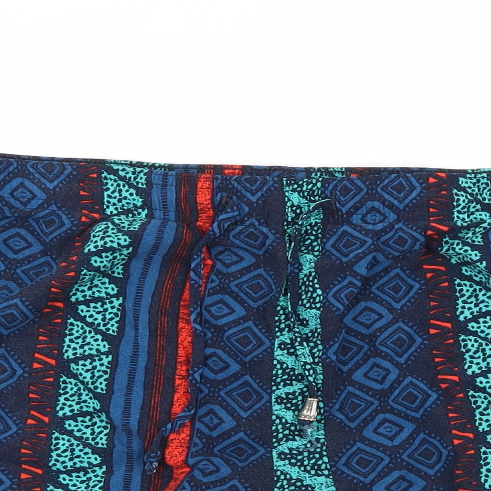 Papaya Womens Blue Geometric  Sweat Shorts Size 14
