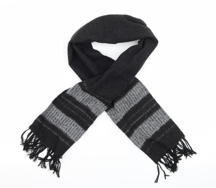 Tie Rack Mens Grey Striped Knit Rectangle Scarf Scarf One Size