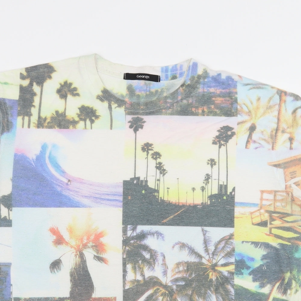 George Mens Multicoloured Geometric Jersey  T-Shirt Size M  - Beach